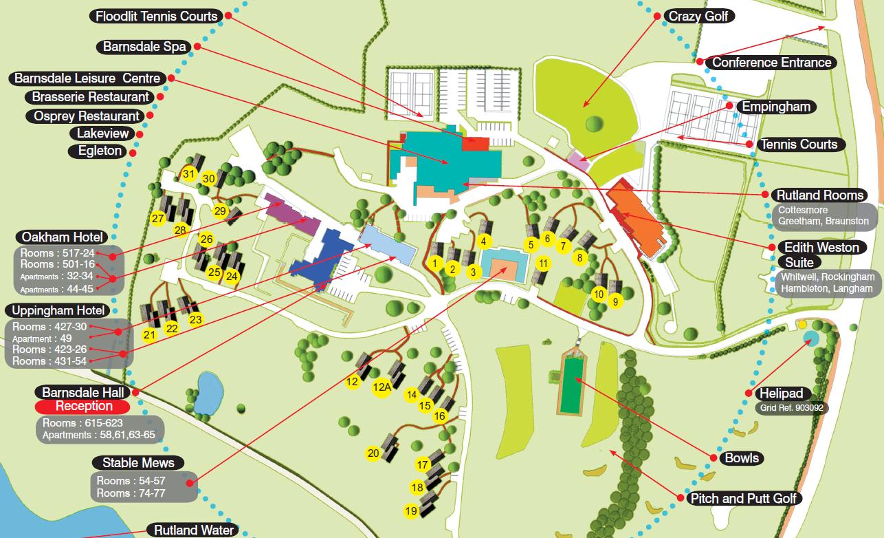 Barnsdale Hotel Resort Map | Puddle Cottage